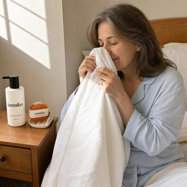 Smelling a pillowcase